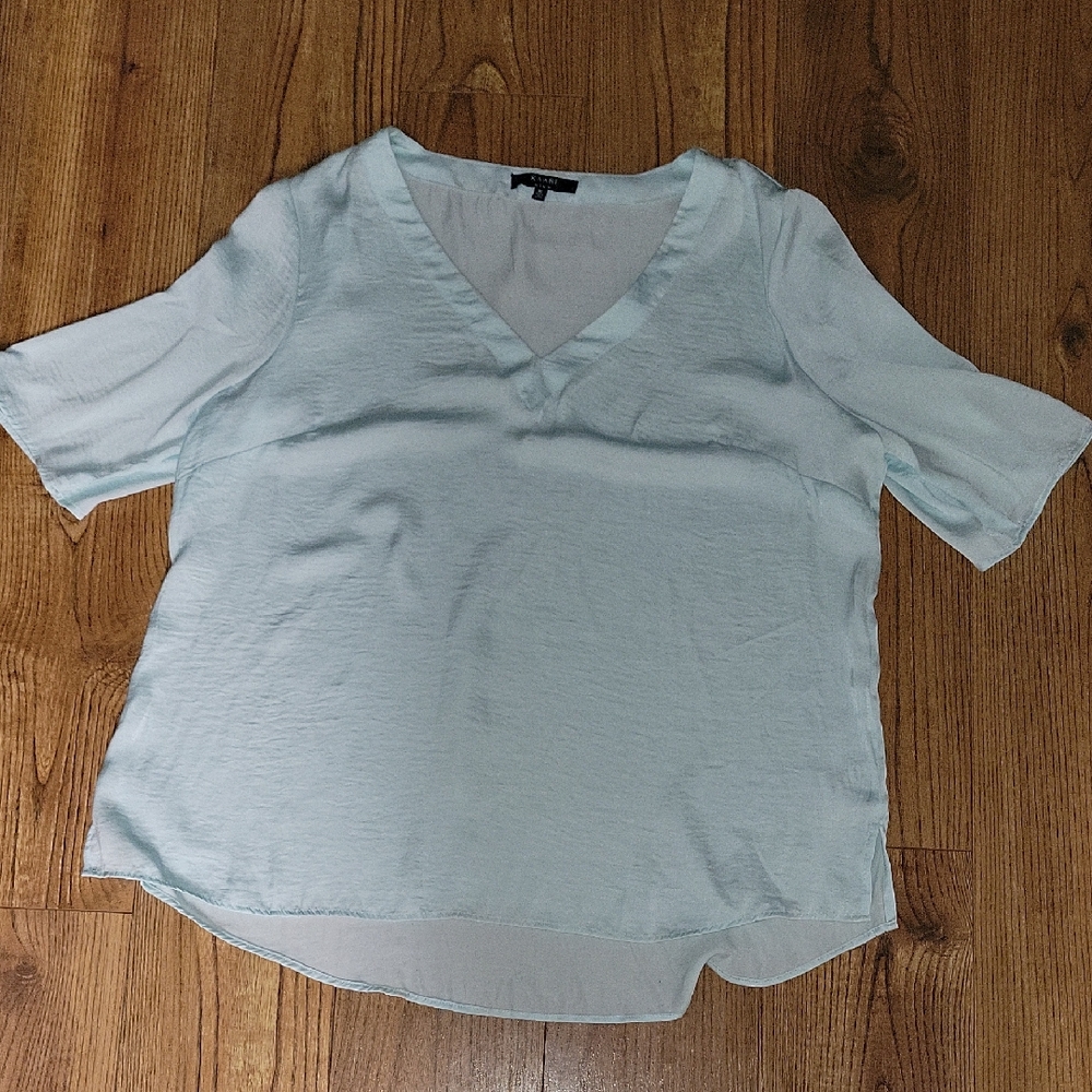 Kaari Blue Soft Blue V-Neck Blouse